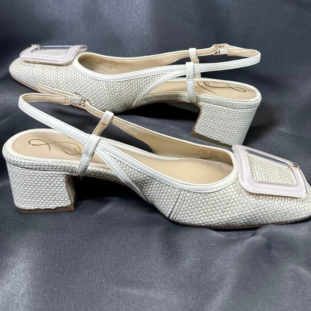 Sam Edelman Tracie Light Natural Straw Jackie-O Sling Back Sandals women sz 6.5 - Picture 2 of 7